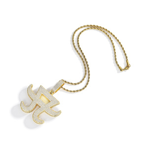 Ayumi Hamasaki Style Zircon Pendant A Logo Full Diamond Hip Hop Necklace Men's Everyday Wear - Product Image 3