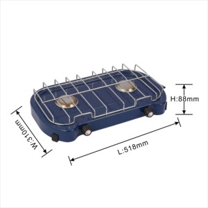 Réchaud à gaz portable double foyer en acier inoxydable BBQ-128 pour camping extérieur, conception sécurisée, prise en charge des langues française et néerlandaise, haute performance - Product Image 3