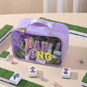 FUPAI Open PVC Modern Embroidered Alphabet Mahjong Storage <strong>Bag</strong> Large Capacity Portable Cosmetic &amp; for Travel <strong>Bag</strong> - Product Image 3