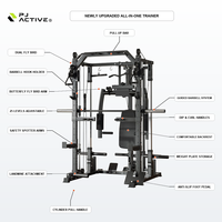 PINJIAN Machine Smith Robuste, Cage de Musculation Multifonctionnelle, Station de Gym Tout-en-un pour Entraînement de Force Complet du Corps