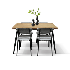 Gemma <b>Dining</b> <b>Set</b> Rustic Oak Melamine Top Metal Base Indoor Use - Product Image 4