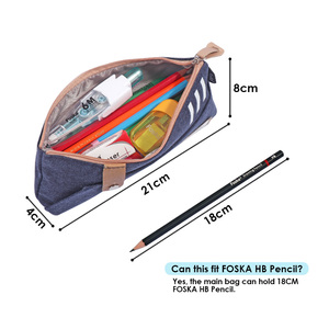 Échantillon disponible : Trousse à crayons en toile avec fermeture éclair et bouton-pression, sacs de rangement spacieux et polyvalents pour adultes, étudiants et officiers - Product Image 2