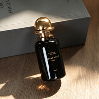 Flacon de parfum en verre noir cylindrique vide de 50 ml, emballage personnalisé avec bouchon doré