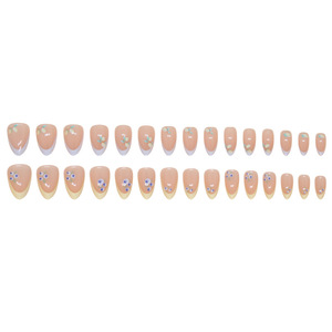 Ms.Miemie 24 pièces Faux ongles à presser en ABS style français, courts et amovibles, motifs mangue et <span class=keywords><strong>myrtille</strong></span>, autocollants pour doigts - Product Image 5