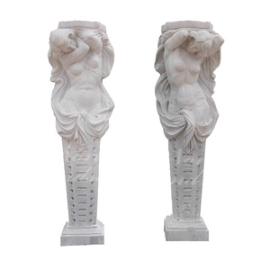 Modern Huis Decoratief Wit Marmer Granieten Poort Vierkante Pilaren Sculptuur En Kolom Ontwerp Met Vrouw Beelden - Product Image 4