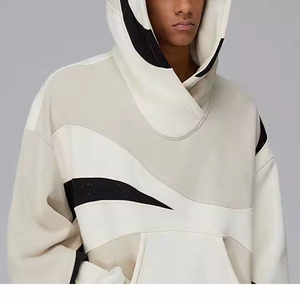 Sudadera con capucha con logotipo personalizado venta al por mayor 100% algodón americano moda Patchwork asimétrico sudaderas de alta calidad Sudadera con capucha de gran tamaño - Product Image 2