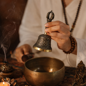 Campana de Oración Tibetana con Mango de Vajra, Campana de Mano de Latón para Meditación, Sonido Ritual Budista, Sanación, Yoga, Regalo Espiritual - Product Image 3