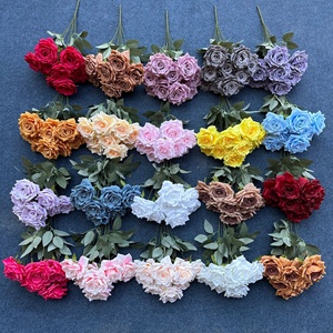 Flores artificiales rosas de seda al por mayor, ramo grande de flores de diamantes decorativas para el hogar, boda, venta al por mayor, flujo artificial, venta al por mayor, 2017 - Product Image 3