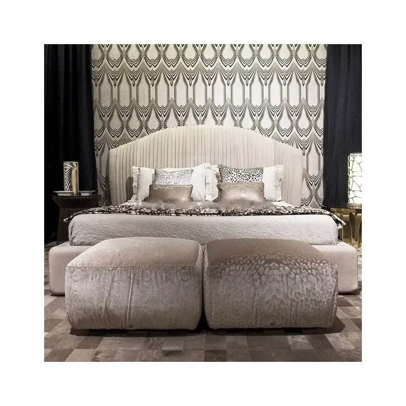 Ý thiết kế mô hình mới hiện đại nội thất phòng ngủ làm bằng da rắn khung gỗ da Nữ Hoàng kích thước giường đôi