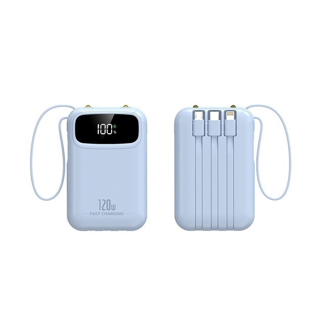 Hot Sale Portable 20000mAh Power Bank with 22.5W Super Fast Charging, 3 Built-in Cables, Lightweight and Slim Design