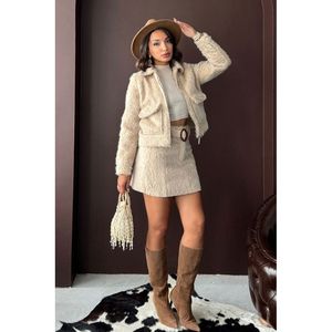 Minifalda Gris con Aspecto de Piel Sintética para Mujer, Marca Topshow - Falda Corta Elegante de Invierno para Uso Casual o de Fiesta - Product Image 6