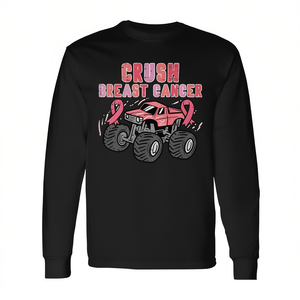 Camiseta de manga larga para niños, color rosa, Monster Truck, concienciación sobre el cáncer de mama, cuello redondo, unisex, para eventos de caminatas y carreras - Product Image 2
