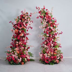 Arco Floreale X896 per Sfondo Matrimoniale ed Eventi, Fiori Artificiali in Seta <span class=keywords><strong>Rosa</strong></span> Brillante e Arancione per Decorazione Fondale - Product Image 1