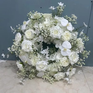 Blanc Soie Rose Artificielle Pivoine Fleurs Guirlande Real Touch Décoratif Floral Mousse Décor Table Décoration De Mariage Centres De Table - Product Image 6