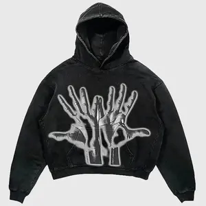 Toptan özel tasarım ham Hem kesim kenar kırpılmış Hoodie erkekler beyaz grafik kazak kesilmiş kesim alt sıkıntılı Hoodie erkekler için