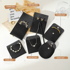 Fabriek Directe Verkoop Zwarte Envelop Pakket Sieraden Verpakking Custom Logo Case Voor Ring Armband Oorbellen Geschenkdoos Set - Product Image 3