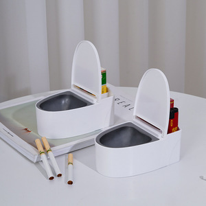 Cenicero de pared para inodoro con tapa, de acero inoxidable blanco, almacenamiento para accesorios de fumar, sin necesidad de taladrar - Product Image 3