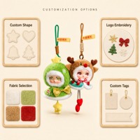 Cadeau de Noël personnalisé : Pendentif de voiture, Breloque de sac, Porte-clés, Jouets en peluche de fête, incluant des figurines en peluche à visage en vinyle de style dessin animé
