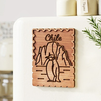 Aimant de réfrigérateur 3D en bois naturel de haute qualité, décoratif, peint à la main, motif floral animalier artistique et coloré, accessoire de cuisine