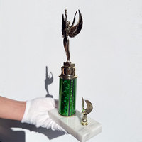 Trophée Acrylique Étoile avec Base Marbrée, Plaqué Or, Logo Personnalisé, Durable, Style Sportif, Médailles de Reconnaissance pour Ballet, 240mm
