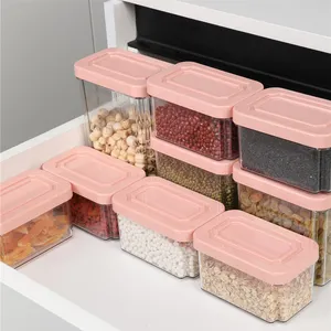 4 pacotes de recipiente de armazenamento de alimentos, com tampa hermética de plástico transparente alto para cereal lanche de alimentos cozinha & despensa