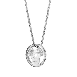 Stainless Steel Fitness Gym Sports Dumbbell <b>Weight</b> Lifters <b>Barbell</b> Box Chain Jewelry Dumbbell Pendant Necklace - Product Image 2