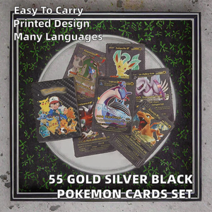 YY Vente en gros à bas prix 55 pièces <span class=keywords><strong>Cartes</strong></span> Pokémon Or Argent Noir Jeu de société 16 joueurs Plateau de Carrom portable Anglais Français - Product Image 2