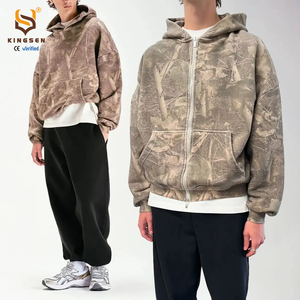 เสื้อฮู้ดดี้โอเวอร์ไซส์สไตล์สตรีทแวร์ พิมพ์ลายดิจิตอลทั้งตัว ลายพราง วินเทจ ซับลิเมชั่น ซิปหน้า ทรงบ็อกซี่ สำหรับผู้ชาย - Product Image 3