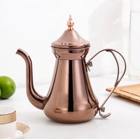 Cafetière arabe Dallah, corps en métal plaqué or, Dallah arabe à long bec, bouilloire