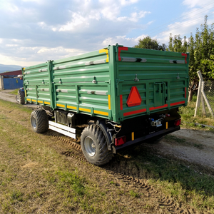 Remolque agrícola de acero verde de 7000 kg, remolque agrícola con sistema de descarga hidráulica y lona, remolque agrícola Trensonet D60 - Product Image 1