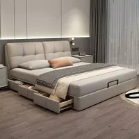 Lit double king size en cuir rembourré, fabriqué en Chine, lit moderne avec rangement, meubles de chambre à coucher