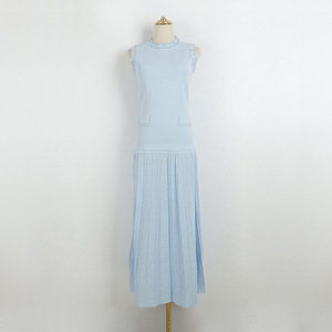 GX639 <span class=keywords><strong>Abito</strong></span> Lungo Estivo da Donna di Alta Qualità, Senza Maniche, <span class=keywords><strong>Plissettato</strong></span> con Perle, Elegante e Sexy <span class=keywords><strong>in</strong></span> <span class=keywords><strong>Maglia</strong></span> - Product Image 2