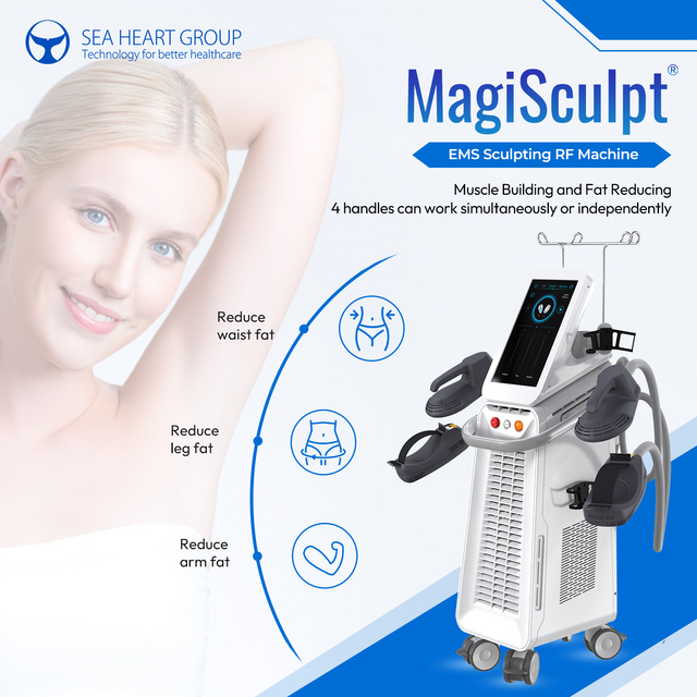 Seaheart US510K CE Approved 4 Handles EMS Standing RF Skin Tightening Firming Weight Loss Body Contouring Slimming Machine for