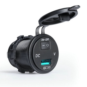 Chargeur <span class=keywords><strong>USB</strong></span> QC3.0 <span class=keywords><strong>avec</strong></span> Voltmètre Rouge 12V et LED Bleue, Charge Rapide pour Voiture, <span class=keywords><strong>Moto</strong></span>, Bateau, <span class=keywords><strong>avec</strong></span> <span class=keywords><strong>Interrupteur</strong></span> Marche/Arrêt pour Téléphone - Product Image 4