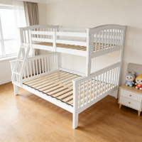 Lit superposé pour enfants en bois massif - Convertible 2 en 1, barrières de sécurité, gain de place, blanc