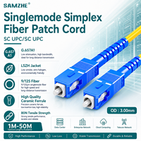 SAMZHE SC-SC UPC Kabel Patch Fiber Single Mode Simplex 9/125μm Kehilangan Penyisipan Rendah 0.2dB Jaket LSZH 3.0mm Kehilangan Balik 50dB