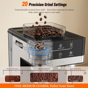 <span class=keywords><strong>Cafetera</strong></span> Espresso de 20 Bares con Molinillo, <span class=keywords><strong>Cafetera</strong></span> para Latte y Cappuccino Frío y Caliente con Espumador de Leche - Product Image 3