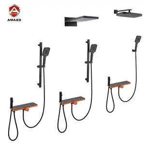 Aida Robinet de douche en nickel brossé multi-spécifications Ensemble de douche avec pommeau de douche fixé avec panneau Ensemble de douche de pluie - Product Image 4