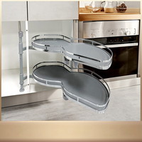 Prix Fabricant – Organisateur de Cuisine Moderne à 2 Niveaux en Métal, Panier Coulissant en Fil Métallique pour Meuble de Cuisine, Idéal pour Rangement d'Angle