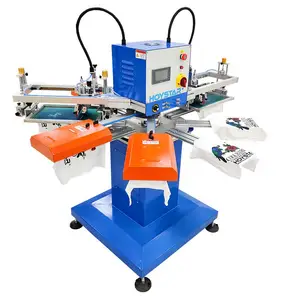 Rotary Rapid 2 Colors Carousel Screen Printing Machine For Printing Bag/Clothing/T-shirt