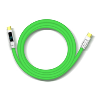 Cable de silicona suave de 100W, cable de carga rápida para iPhone, cable de silicona suave de W con pantalla de alimentación LED, muestra en tiempo real C