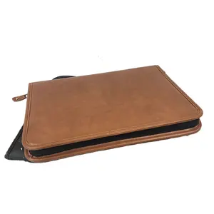 Luxury leather business men card holder briefcase ,vintage document bag with zipper