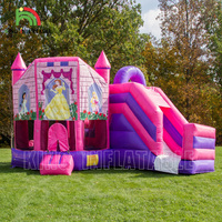 Princesse Gonflable Palais Combo de Fête D'anniversaire de Fille Rose gonflable Château Videur Avec panier de Basket Pour Les Enfants
