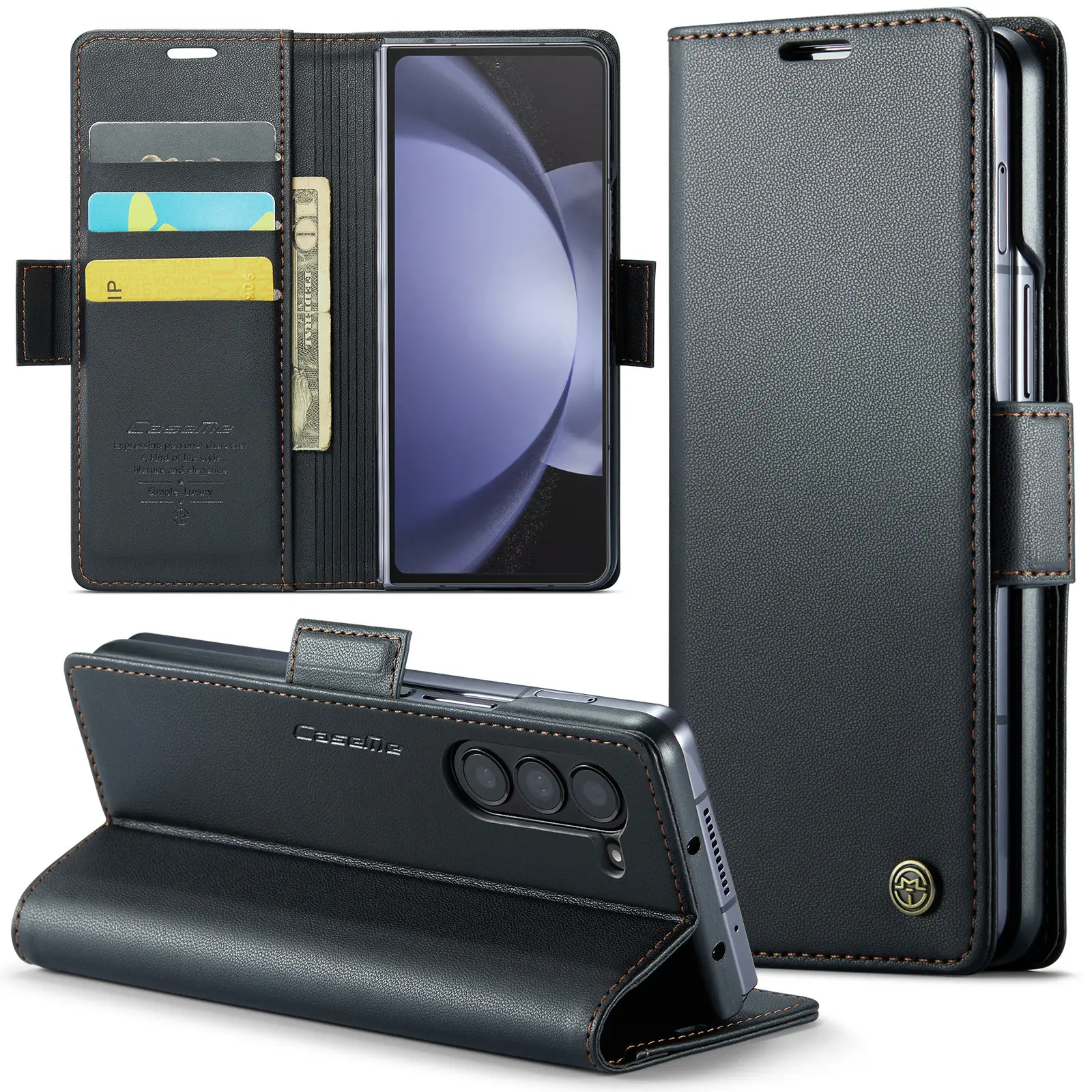 Clamshell Holster multifunción billetera/funda para tarjeta para Samsung S24Ultra funda de teléfono a prueba de caídas para Galaxy S24