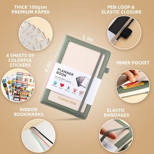 Wholesale A5 PU Leather Journal Weekly Monthly Plans, Agenda Management with Ribbon Design, Enhance <b>Work</b> and Study Efficiency - Product Image 4