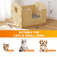 Lit pour chat en bois massif semi-fermé, meubles pour chat d'intérieur, nid douillet pour chats et chatons avec un design moderne