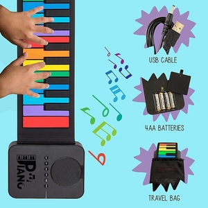 Wholesale Rainbow Roll Up Piano Portable Silicone Folding <b>Electronic</b> <b>Keyboard</b> For Kids Music Learning Toy - Product Image 4