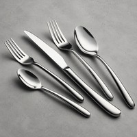 Ensemble de couverts de luxe en acier inoxydable poli miroir, couteau, cuillère, fourchette, argenté, pour hôtels, restaurants, vente en gros