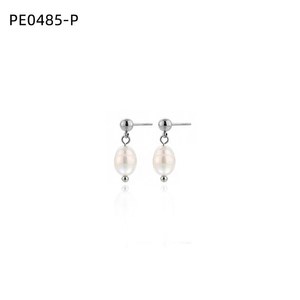 Pendientes de Perlas de Agua Dulce Amy Amy, Plata 925, Forma de Arroz Blanco, Clásicos para Uso Diario de Mujer - Product Image 2