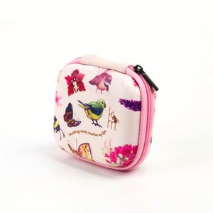 Bolsa de Cosméticos de Cuero Rosa Mini Personalizada, Organizador de Maquillaje EVA Rígido Impermeable, Espejo con Cierre de Cremallera, Estuche de Maquillaje Moderno - Product Image 4